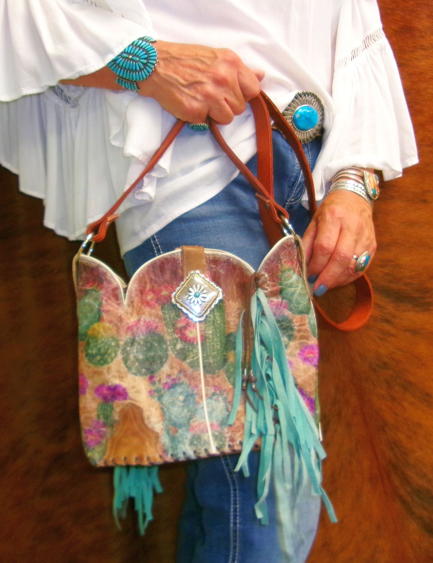 Bucket Bag Cowboy Boot Fringe Purse BK145