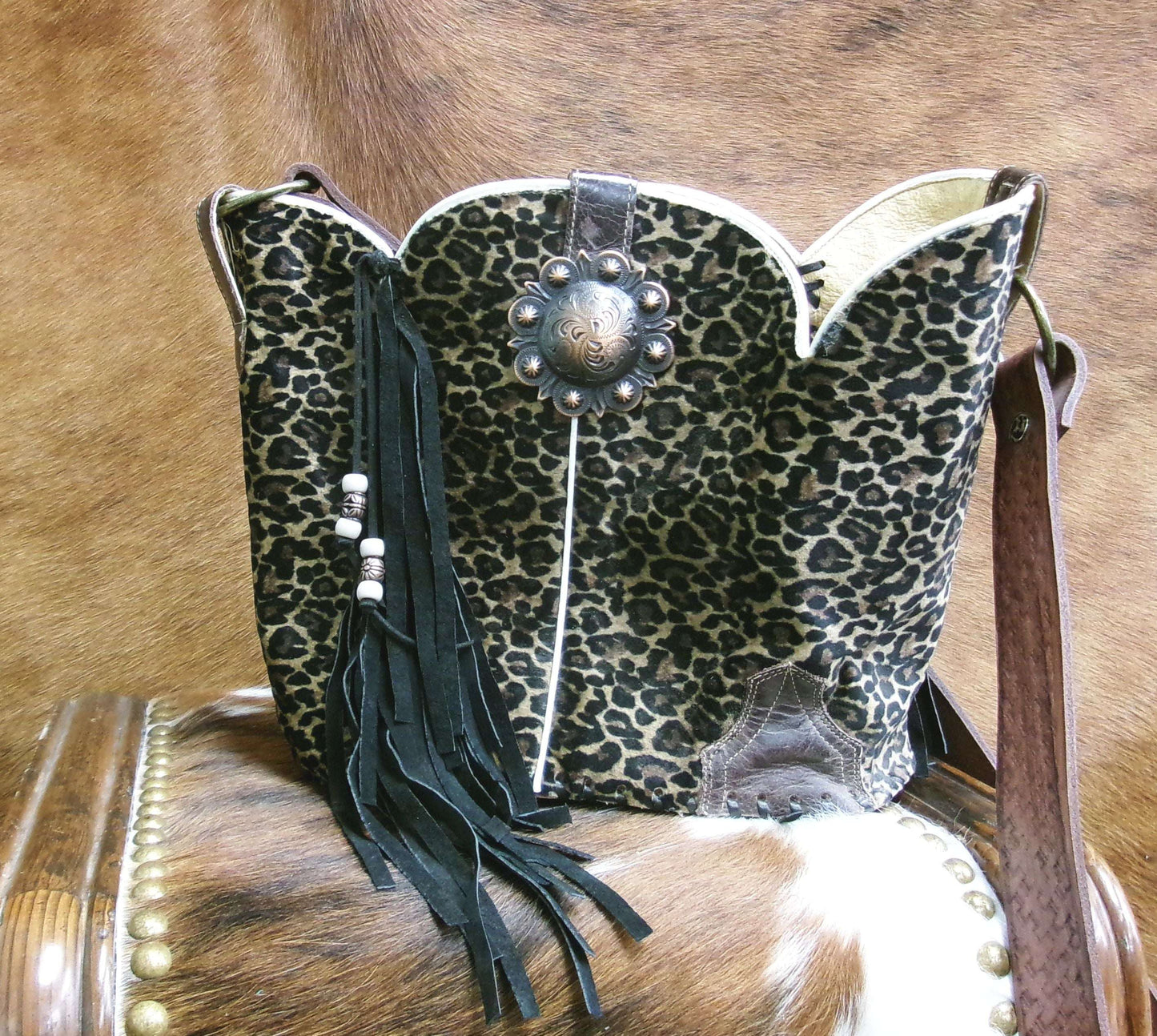 Cheetah Print Western Purse 6Pc Bundle | Fringe & Crossbody handcrafted from cowboy boots. Shop  at ChrisThompsonBags.com and buy the best ["cheetah"] at Chris Thompson Bags.