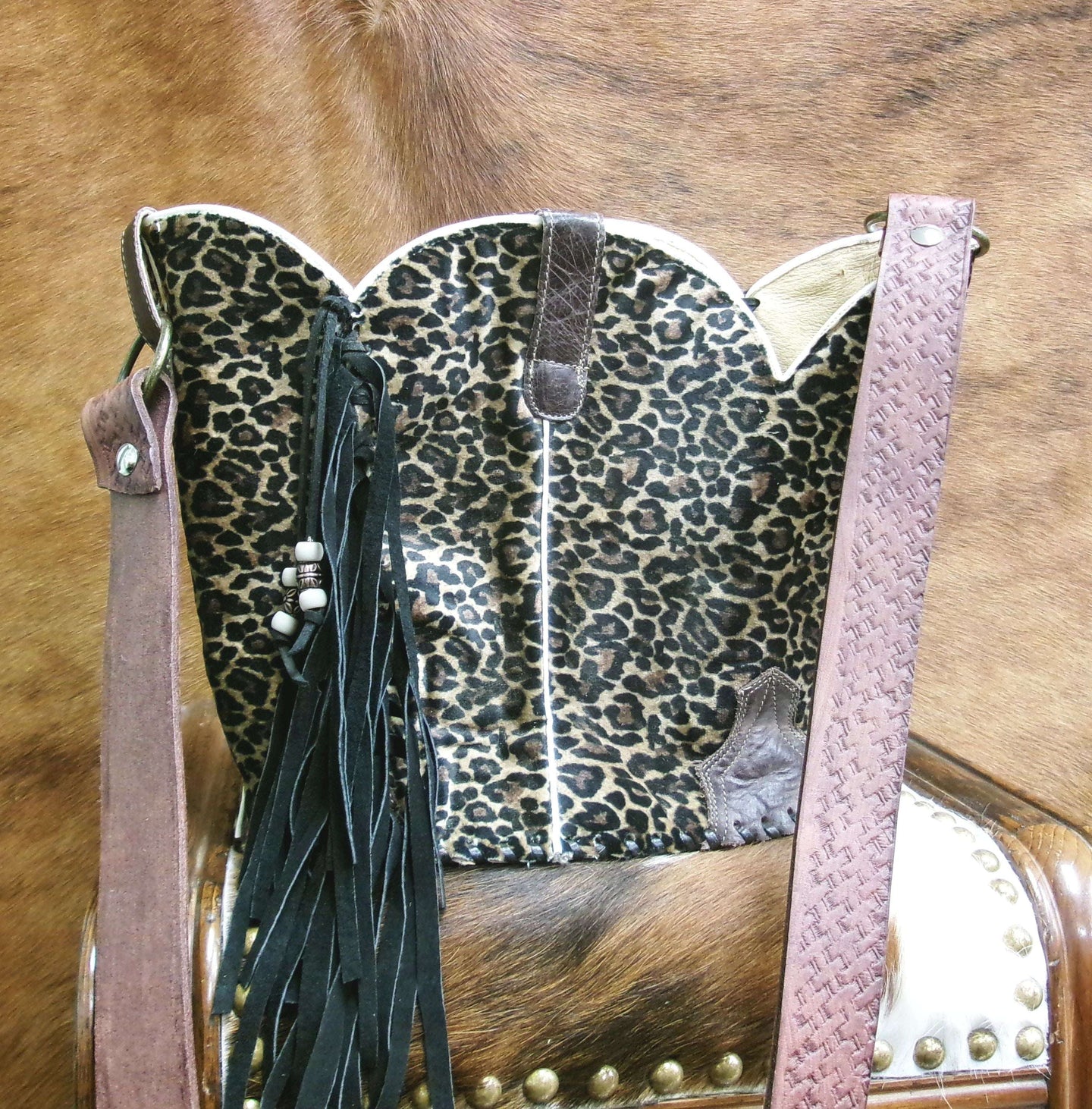 Cheetah Print Western Purse 6Pc Bundle | Fringe & Crossbody handcrafted from cowboy boots. Shop  at ChrisThompsonBags.com and buy the best ["cheetah"] at Chris Thompson Bags.