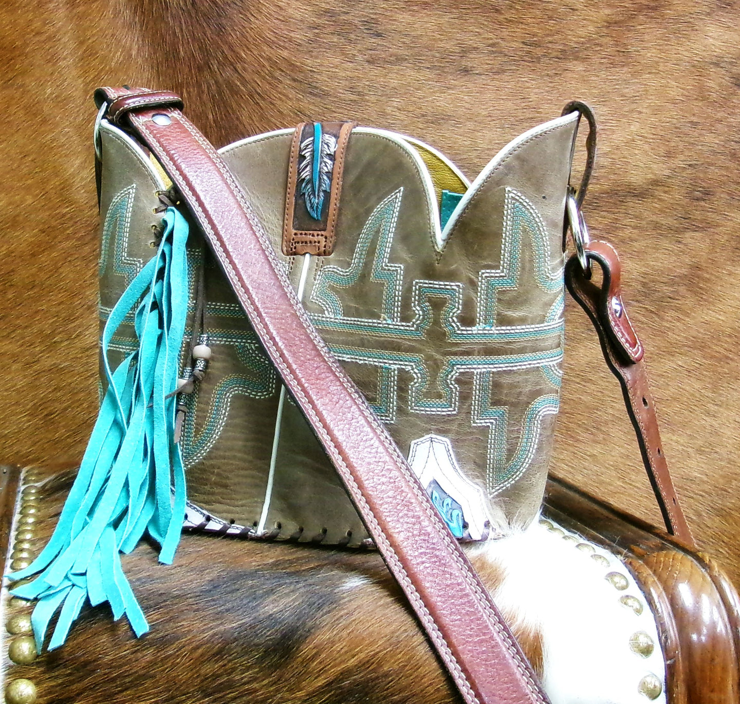Santa Fe Inspired 6Pc Bundle - Mixed Bag Set handcrafted from cowboy boots. Shop  at ChrisThompsonBags.com and buy the best ["hair on hide"] at Chris Thompson Bags.