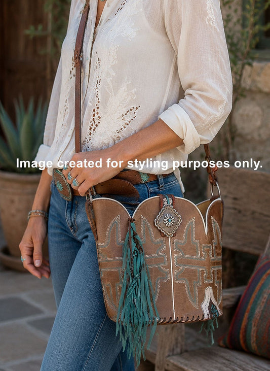Bucket Bag Cowboy Boot Fringe Purse BK152