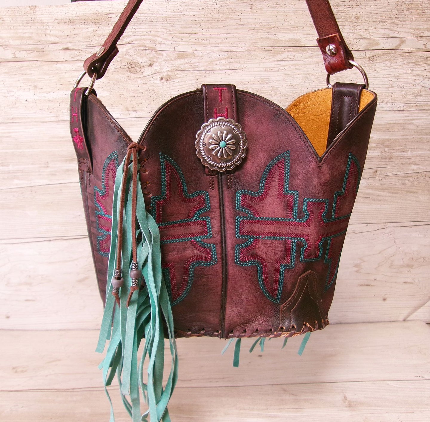 Bucket Bag Cowboy Boot Fringe Purse BK154