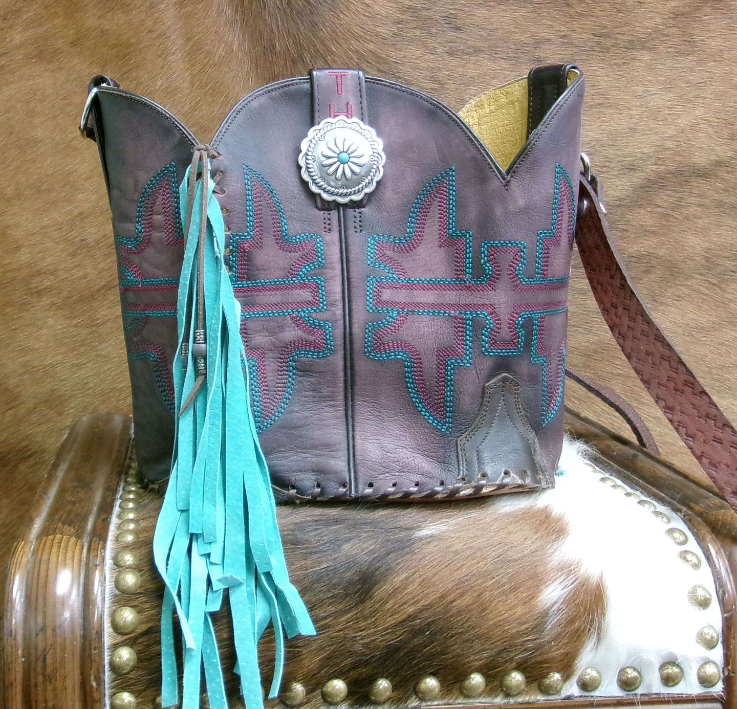 Colorful Leather Bag 5pc Bundle | Fringe & Hipster Set handcrafted from cowboy boots. Shop  at ChrisThompsonBags.com and buy the best [] at Chris Thompson Bags.