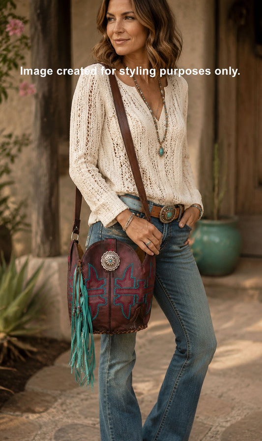 Bucket Bag Cowboy Boot Fringe Purse BK154