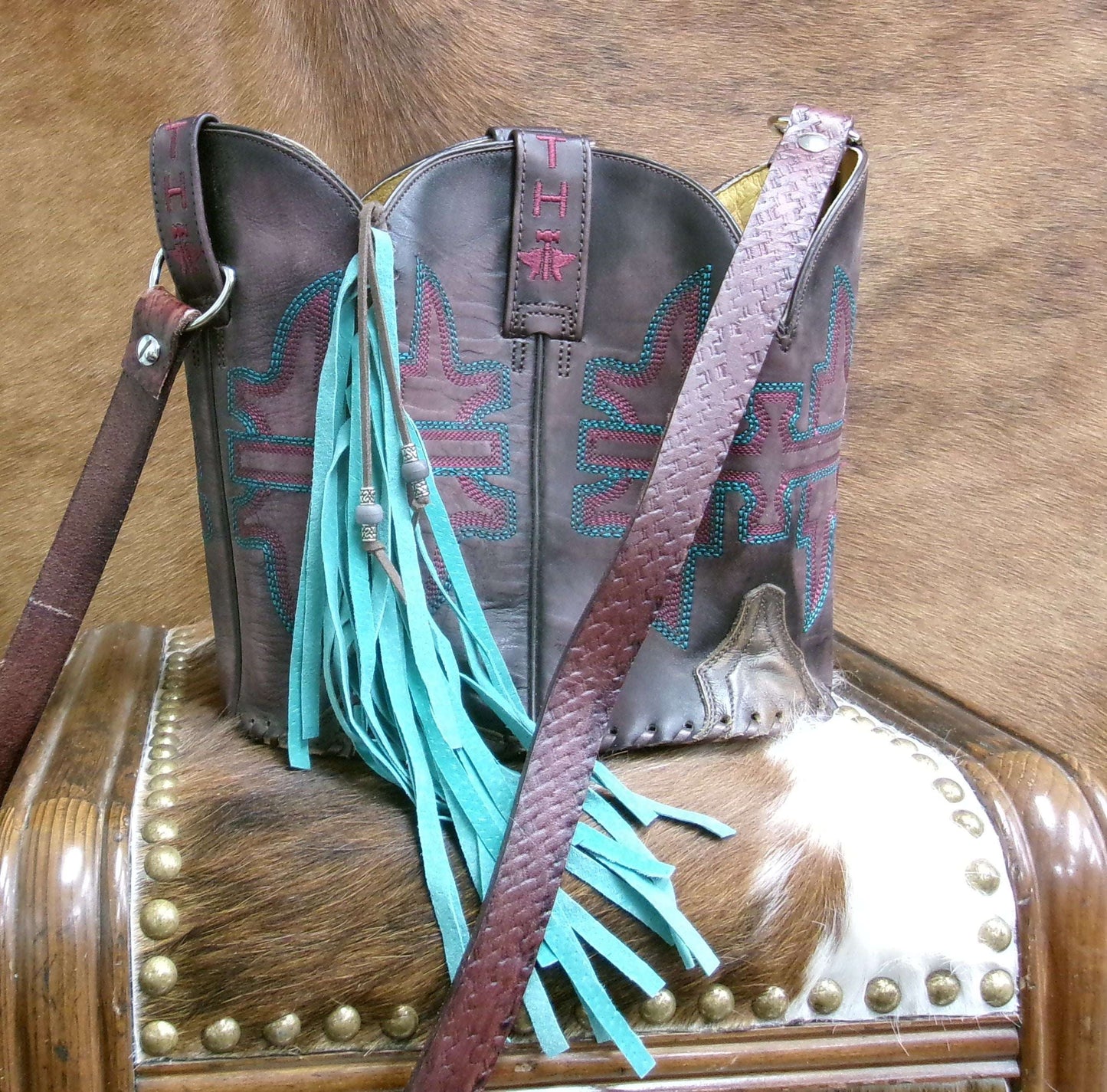 Colorful Leather Bag 5pc Bundle | Fringe & Hipster Set handcrafted from cowboy boots. Shop  at ChrisThompsonBags.com and buy the best [] at Chris Thompson Bags.