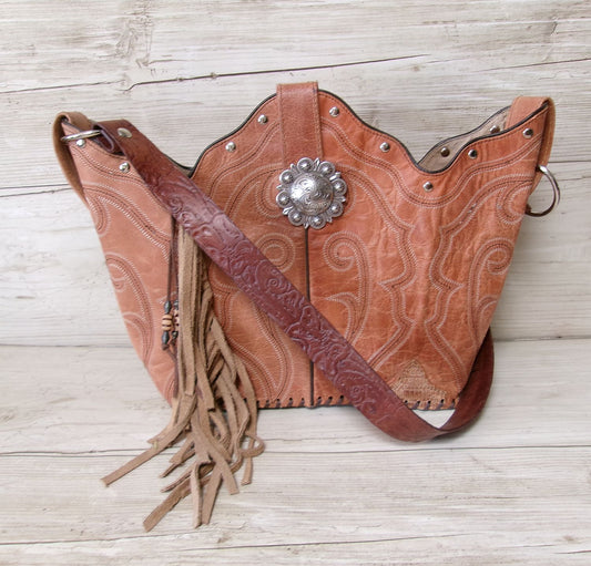Bucket Bag Cowboy Boot Fringe Purse BK81