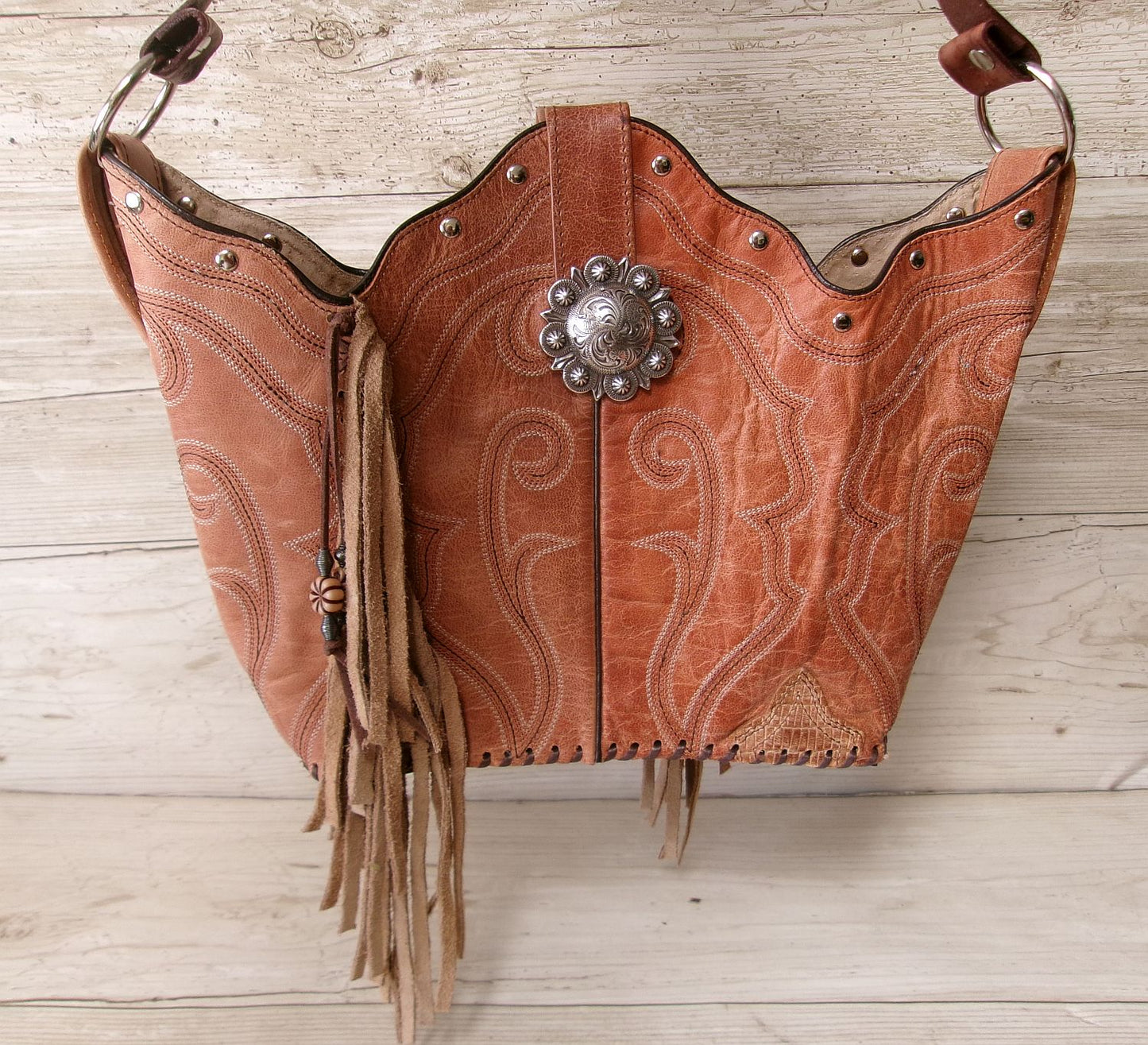 Bucket Bag Cowboy Boot Fringe Purse BK81
