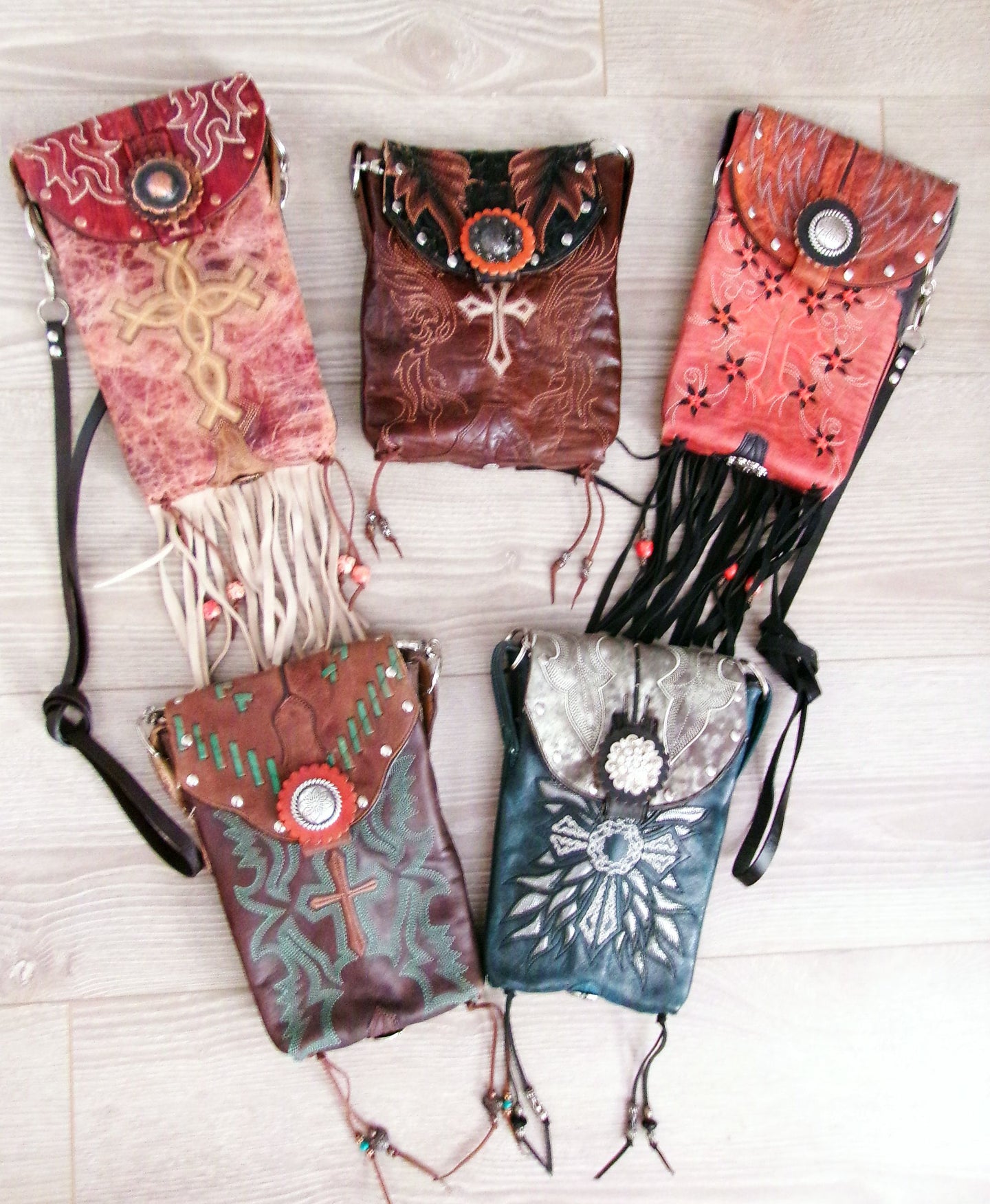 Grace Hipster Bag Bundle 5 Pc | Cross Theme handcrafted from cowboy boots. Shop  at ChrisThompsonBags.com and buy the best [] at Chris Thompson Bags.