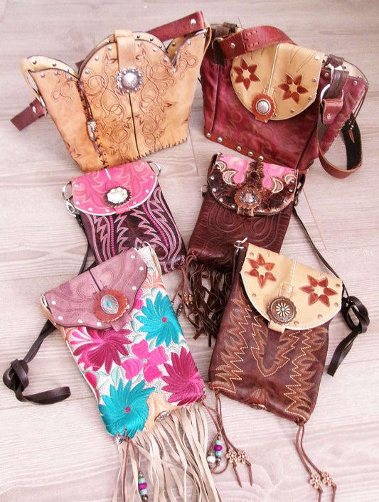 Retro Western Boutique 6Pc Purse Bundle | Fringe & Crossbody handcrafted from cowboy boots. Shop  at ChrisThompsonBags.com and buy the best [] at Chris Thompson Bags.