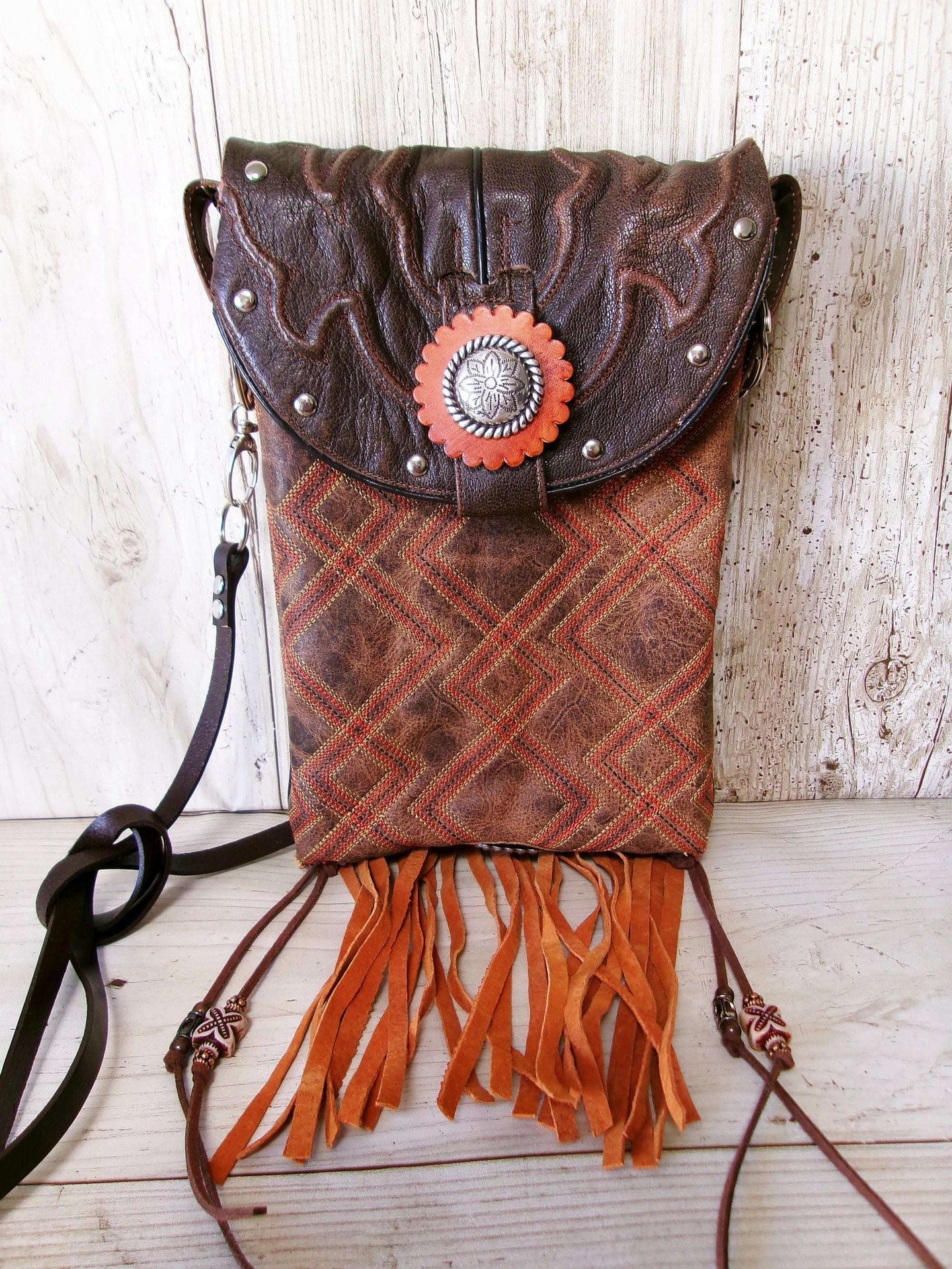 Crossbody Hipster Bag Bundle 5 Pc | Leather Bag | Phone Divider handcrafted from cowboy boots. Shop  at ChrisThompsonBags.com and buy the best [] at Chris Thompson Bags.