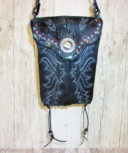 Small Concealed Carry Purse CB112 handcrafted from cowboy boots. Shop all unique leather western handbags, purses and totes at Chris Thompson Bags