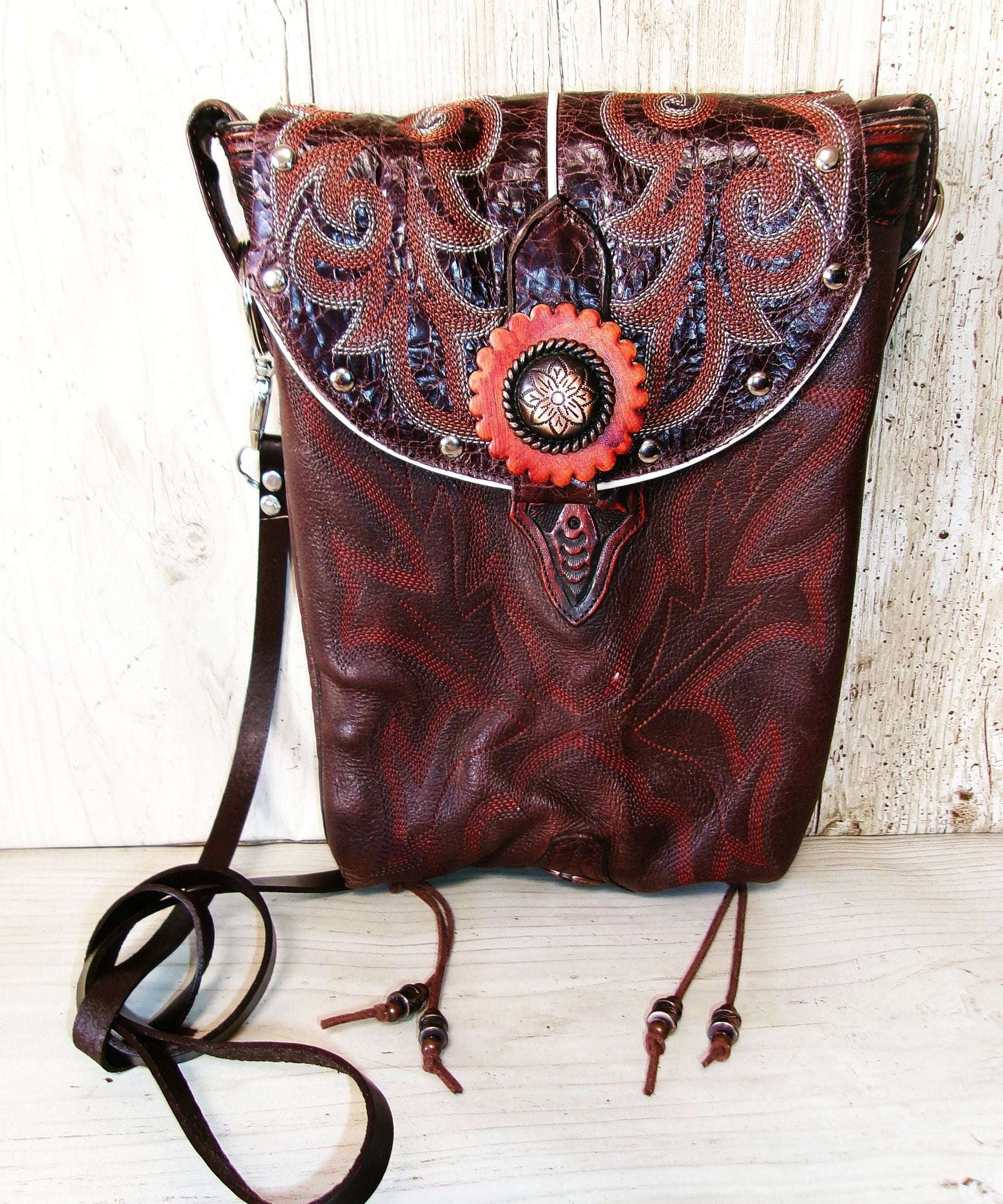 Crossbody Hipster Bag Bundle 3 Pc | Leather Bag | Phone Divider handcrafted from cowboy boots. Shop  at ChrisThompsonBags.com and buy the best [] at Chris Thompson Bags.