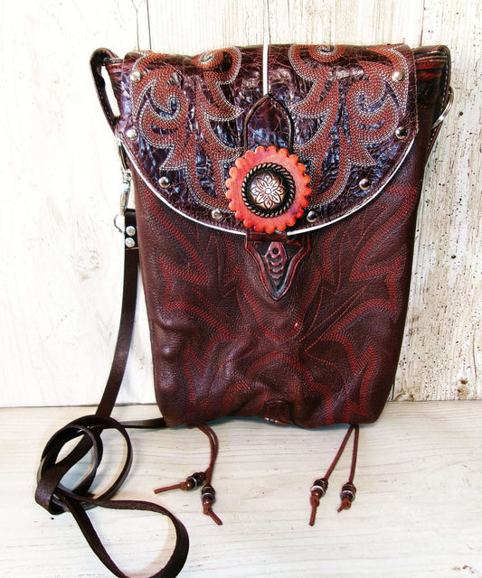 Crossbody Hipster Bag Bundle 3 Pc | Leather Bag | Phone Divider handcrafted from cowboy boots. Shop  at ChrisThompsonBags.com and buy the best [] at Chris Thompson Bags.