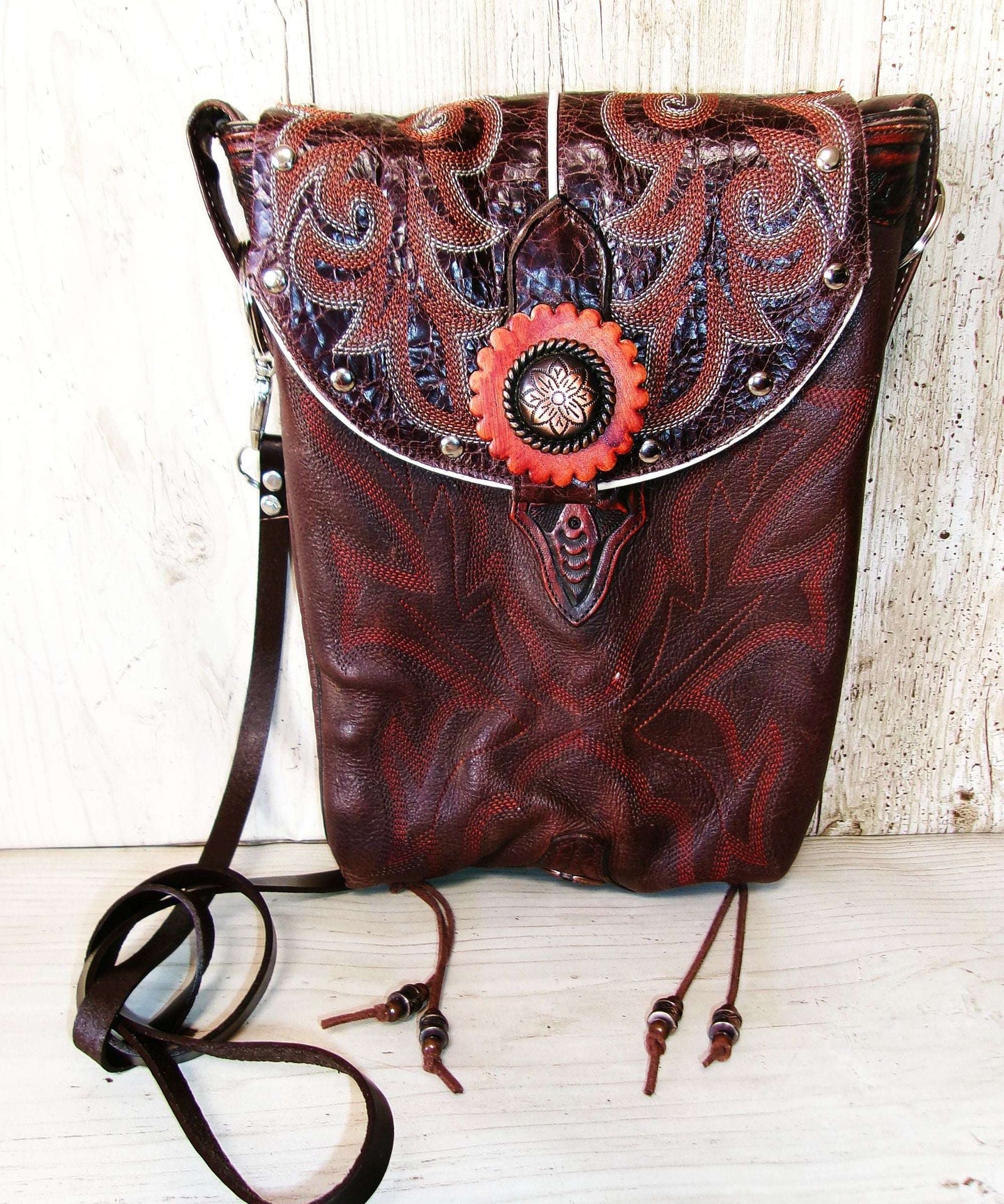 Crossbody Hipster Bag Bundle 3 Pc | Leather Bag | Phone Divider handcrafted from cowboy boots. Shop  at ChrisThompsonBags.com and buy the best [] at Chris Thompson Bags.