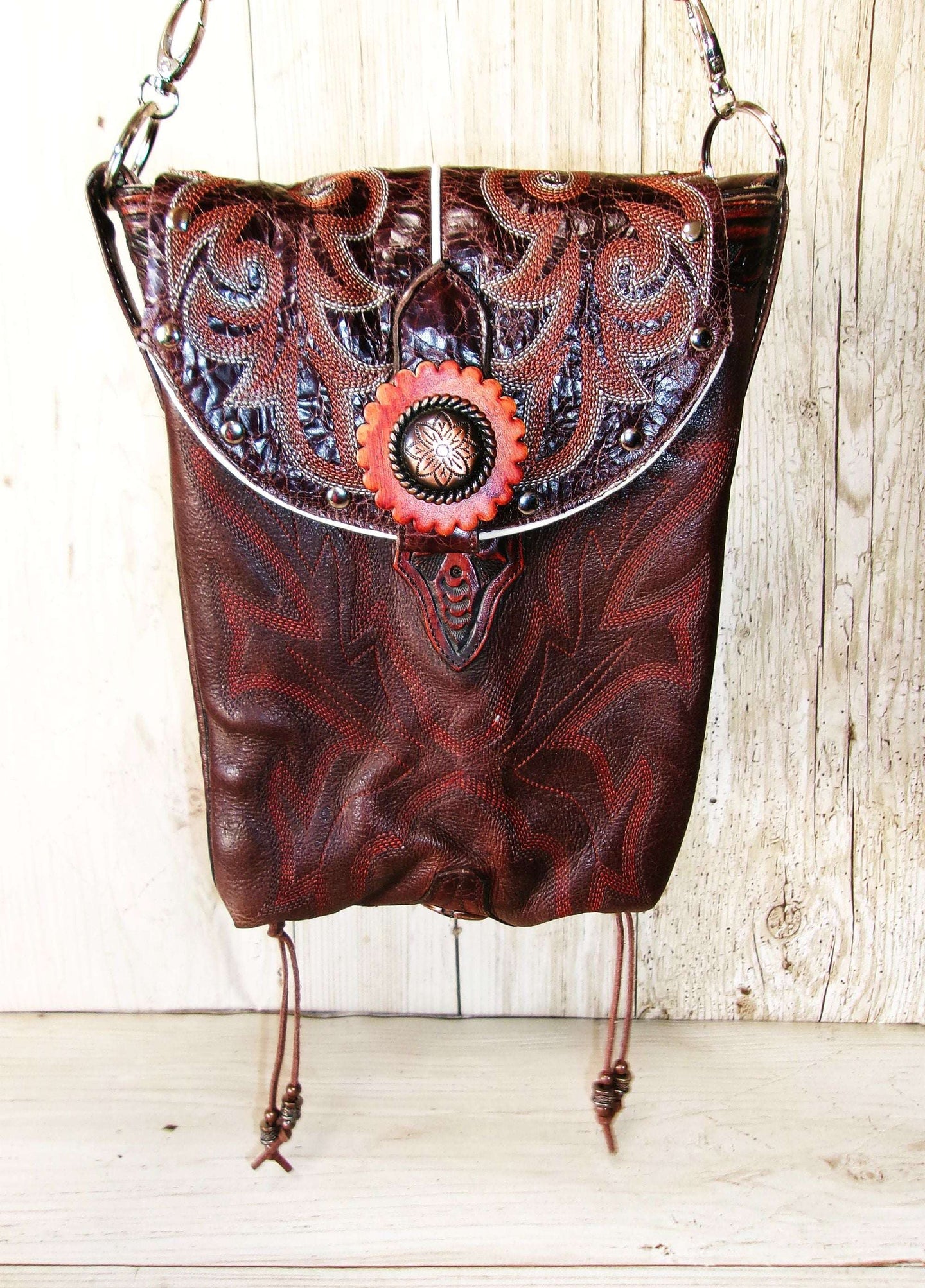 Crossbody Hipster Bag Bundle 3 Pc | Leather Bag | Phone Divider handcrafted from cowboy boots. Shop  at ChrisThompsonBags.com and buy the best [] at Chris Thompson Bags.