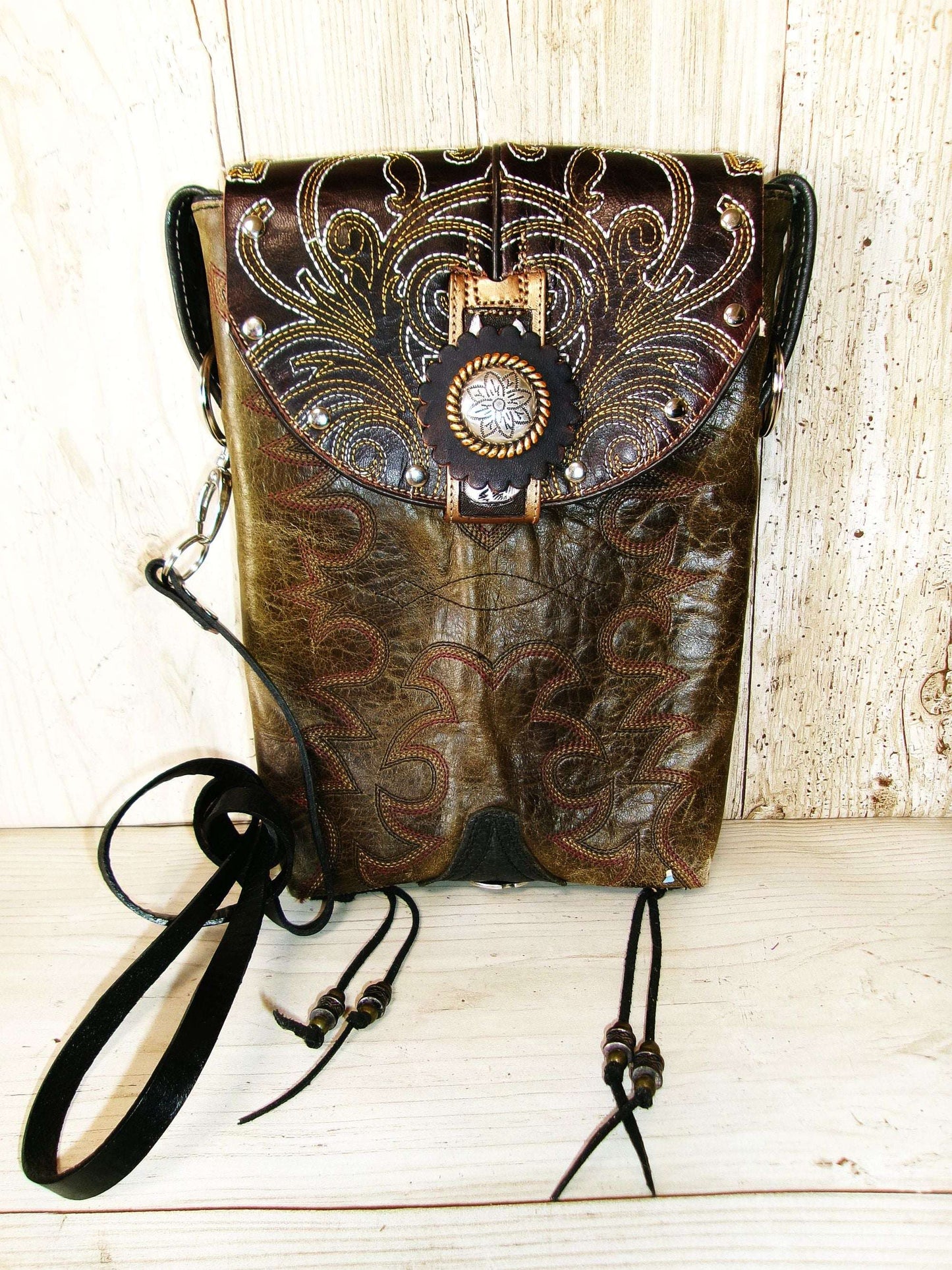 Crossbody Hipster Bag Bundle 5 Pc | Leather Bag | Phone Divider handcrafted from cowboy boots. Shop  at ChrisThompsonBags.com and buy the best [] at Chris Thompson Bags.