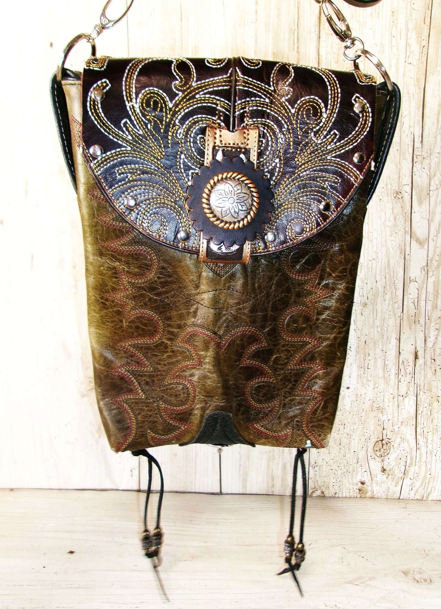 Crossbody Hipster Bag Bundle 5 Pc | Leather Bag | Phone Divider handcrafted from cowboy boots. Shop  at ChrisThompsonBags.com and buy the best [] at Chris Thompson Bags.
