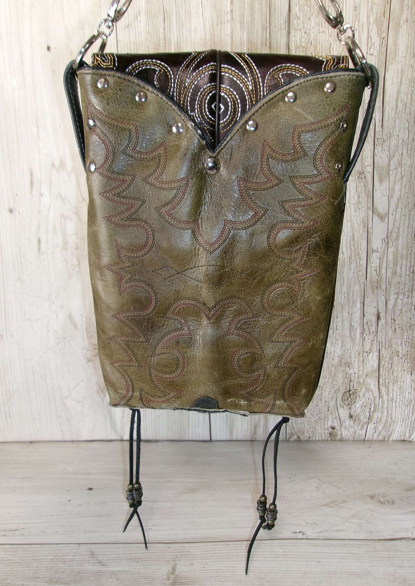 Crossbody Hipster Bag Bundle 5 Pc | Leather Bag | Phone Divider handcrafted from cowboy boots. Shop  at ChrisThompsonBags.com and buy the best [] at Chris Thompson Bags.