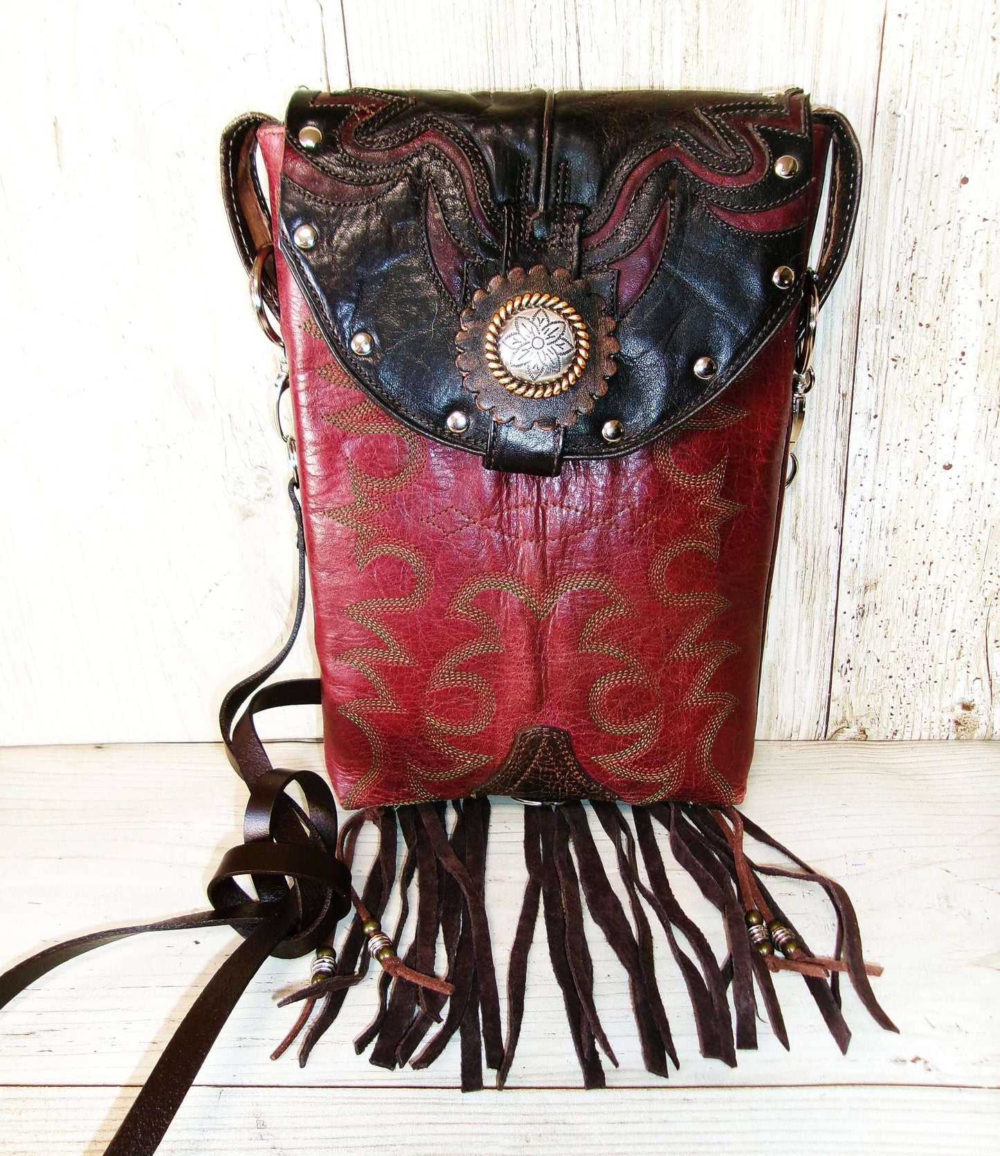 Crossbody Hipster Bag Bundle 3 Pc | Leather Bag | Phone Divider handcrafted from cowboy boots. Shop  at ChrisThompsonBags.com and buy the best [] at Chris Thompson Bags.