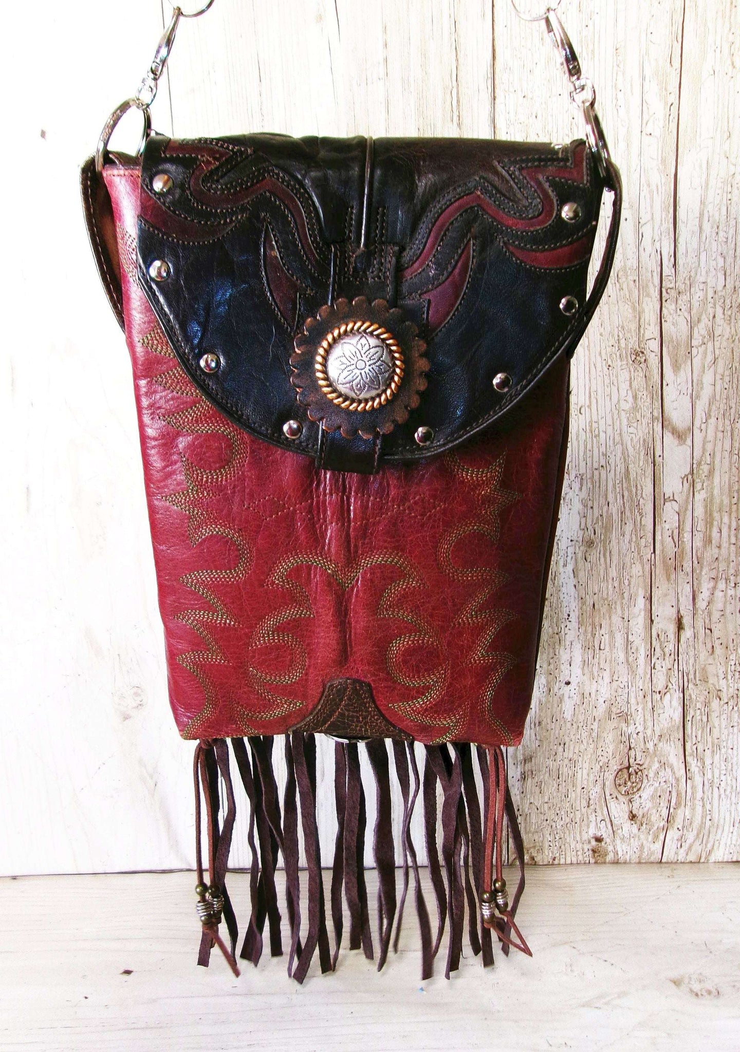 Crossbody Hipster Bag Bundle 3 Pc | Leather Bag | Phone Divider handcrafted from cowboy boots. Shop  at ChrisThompsonBags.com and buy the best [] at Chris Thompson Bags.