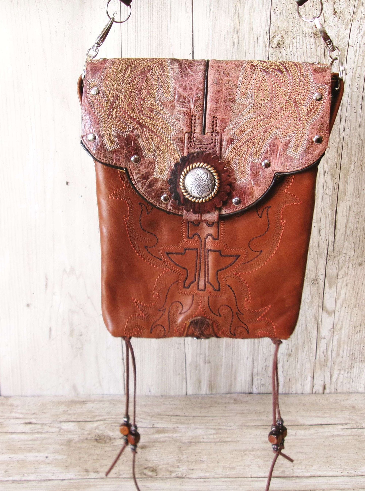 Crossbody Hipster Bag Bundle 5 Pc | Leather Bag | Phone Divider handcrafted from cowboy boots. Shop  at ChrisThompsonBags.com and buy the best [] at Chris Thompson Bags.
