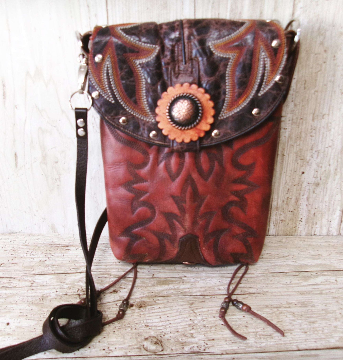 Crossbody Hipster Bag Bundle 5 Pc | Leather Bag | Phone Divider handcrafted from cowboy boots. Shop  at ChrisThompsonBags.com and buy the best [] at Chris Thompson Bags.