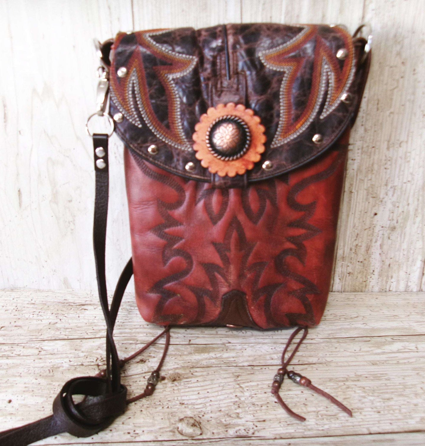 Crossbody Hipster Bag Bundle 5 Pc | Leather Bag | Phone Divider handcrafted from cowboy boots. Shop  at ChrisThompsonBags.com and buy the best [] at Chris Thompson Bags.