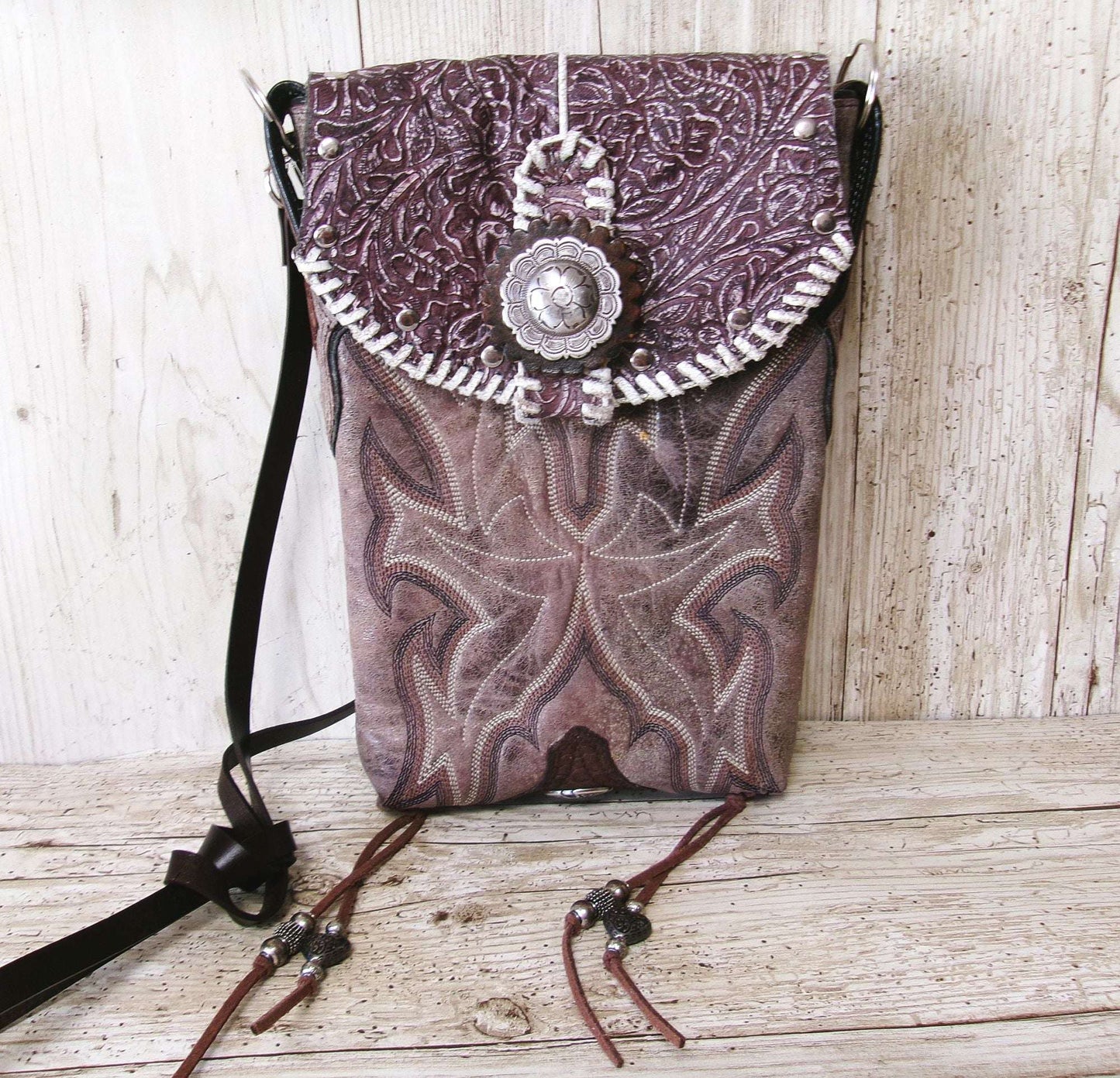 Crossbody Hipster Bag Bundle 3 Pc | Leather Bag | Phone Divider handcrafted from cowboy boots. Shop  at ChrisThompsonBags.com and buy the best [] at Chris Thompson Bags.