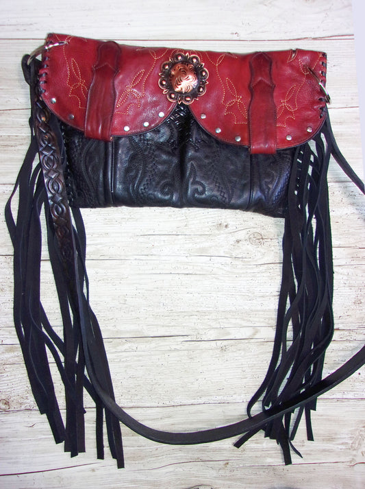 Clutch Cowboy Boot Purse CL12 handcrafted from cowboy boots. Shop Handbags at ChrisThompsonBags.com and buy the best ["Clutch","Crossbody","fringe","Medium"] at Chris Thompson Bags.