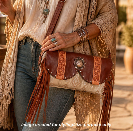 Clutch Cowboy Boot Purse CL13 handcrafted from cowboy boots. Shop Handbags at ChrisThompsonBags.com and buy the best ["Clutch","Crossbody","fringe","Medium"] at Chris Thompson Bags.