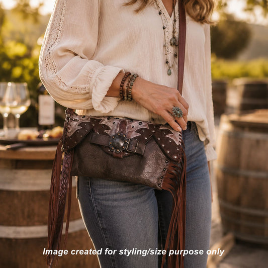Clutch Cowboy Boot Purse CL15 handcrafted from cowboy boots. Shop Handbags at ChrisThompsonBags.com and buy the best ["brown","Clutch","Crossbody","fringe","Medium"] at Chris Thompson Bags.