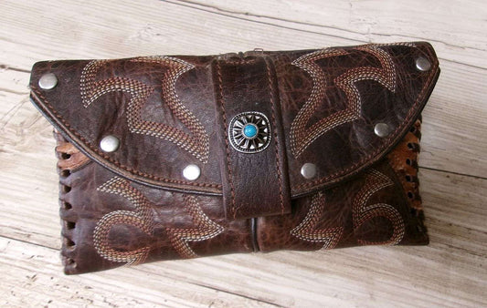 Petite Clutch wc13 handcrafted from cowboy boots. Shop Handbags, Wallets & Cases at ChrisThompsonBags.com and buy the best ["credit card","mini","Small","wallet"] at Chris Thompson Bags.