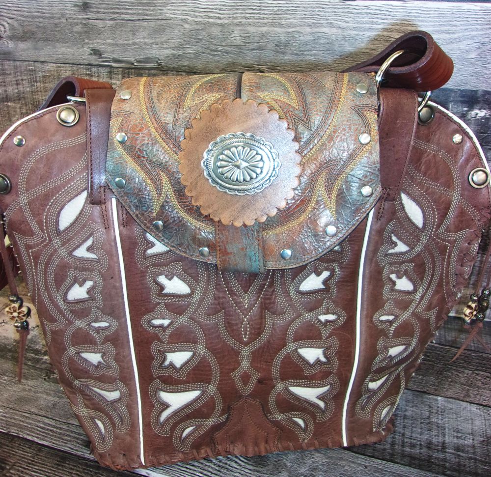 Double Cowboy Boot Purse DB302 handcrafted from cowboy boots. Shop Handbags at ChrisThompsonBags.com and buy the best boot top purse, Country Chic, country fashion, country style, cowboy boot lover, cowboy boot purse, Cowgirl Chic, cowgirl style, luxury handbag, rodeo purse, western chic, western fashion, western style at Chris Thompson Bags.