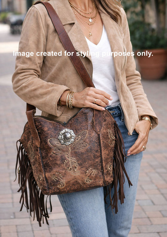 Double Cowboy Boot Purse with Fringe DB355