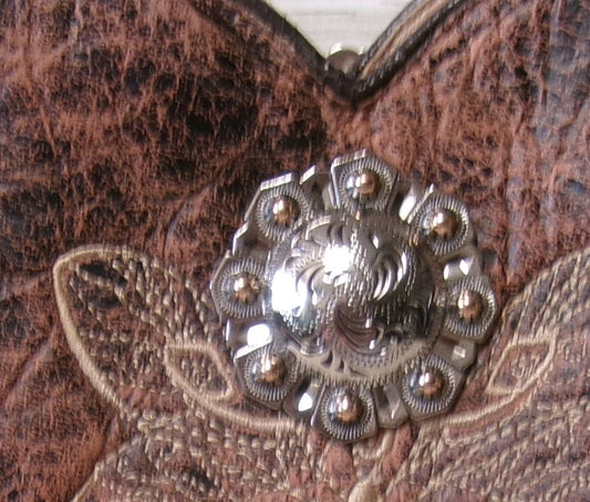 Double Cowboy Boot Purse with Fringe DB355 handcrafted from cowboy boots. Shop Handbags at ChrisThompsonBags.com and buy the best ["Brown","dragonfly","fringe","Heart","Medium","Shoulder"] at Chris Thompson Bags.