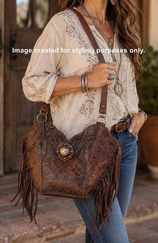 Double Cowboy Boot Purse with Fringe DB356