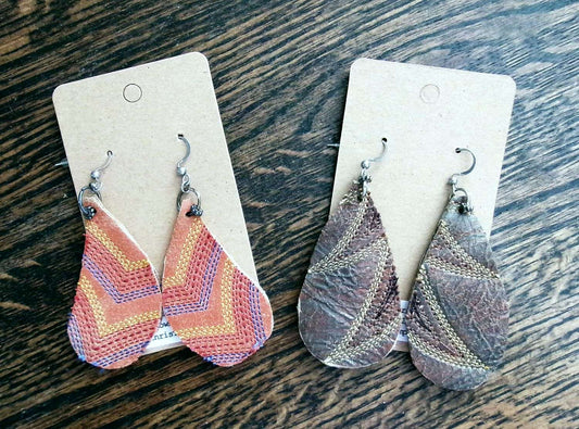 Handcrafted Cowboy Boot Leather Earrings – Assorted 10 Pair Wholesale Bundle handcrafted from cowboy boots. Shop  at ChrisThompsonBags.com and buy the best ["Accessory","Earrings"] at Chris Thompson Bags.