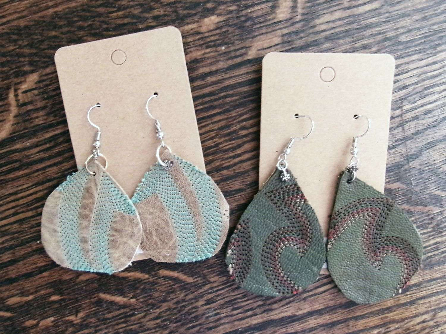 Handcrafted Cowboy Boot Leather Earrings – Assorted 10 Pair Wholesale Bundle handcrafted from cowboy boots. Shop  at ChrisThompsonBags.com and buy the best ["Accessory","Earrings"] at Chris Thompson Bags.