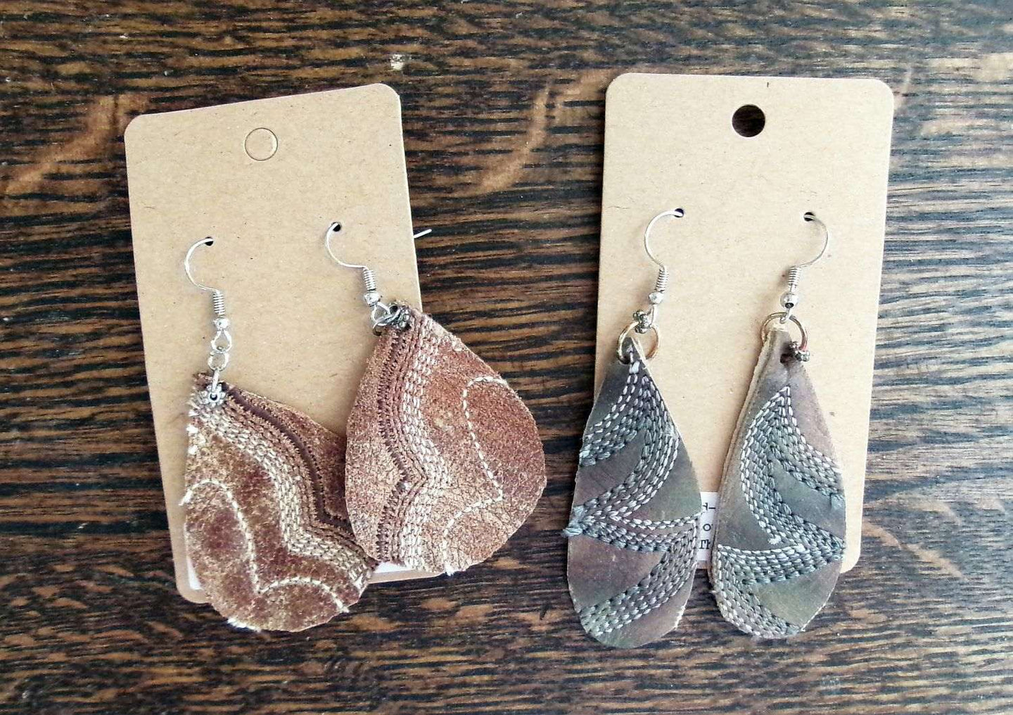 Handcrafted Cowboy Boot Leather Earrings – Assorted 10 Pair Wholesale Bundle handcrafted from cowboy boots. Shop  at ChrisThompsonBags.com and buy the best ["Accessory","Earrings"] at Chris Thompson Bags.