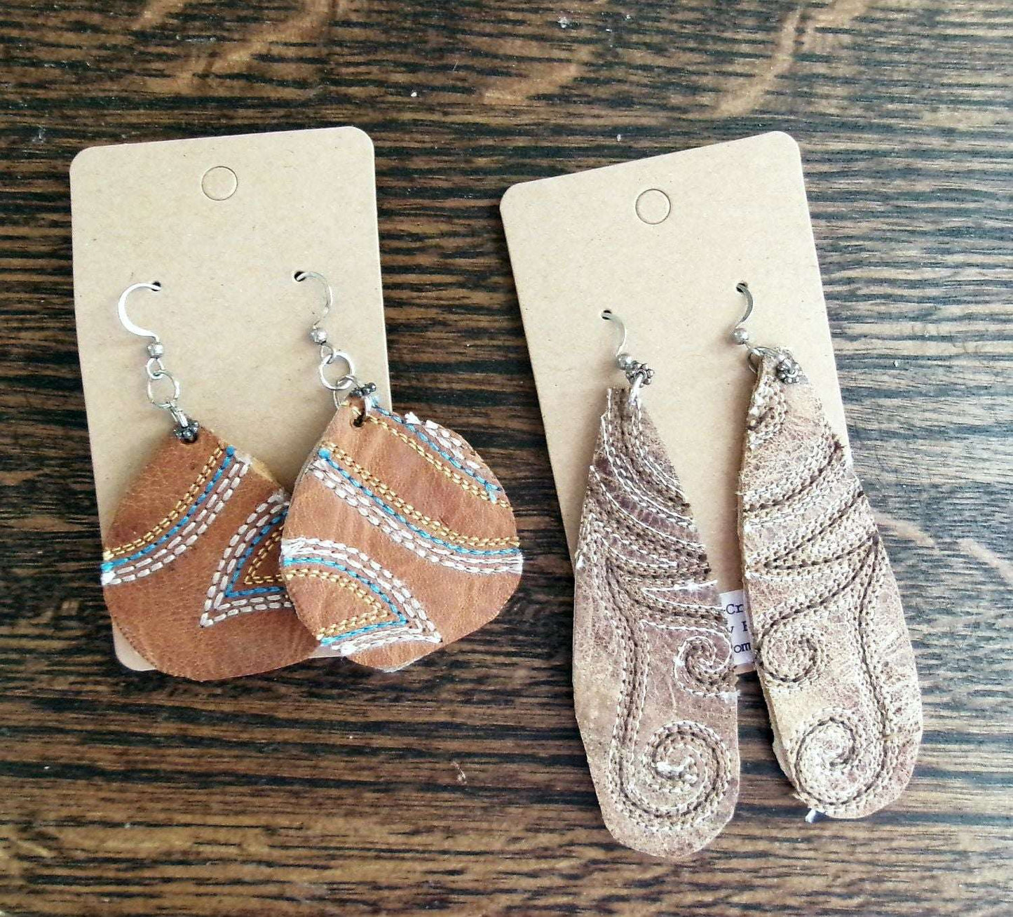 Handcrafted Cowboy Boot Leather Earrings – Assorted 10 Pair Wholesale Bundle handcrafted from cowboy boots. Shop  at ChrisThompsonBags.com and buy the best ["Accessory","Earrings"] at Chris Thompson Bags.