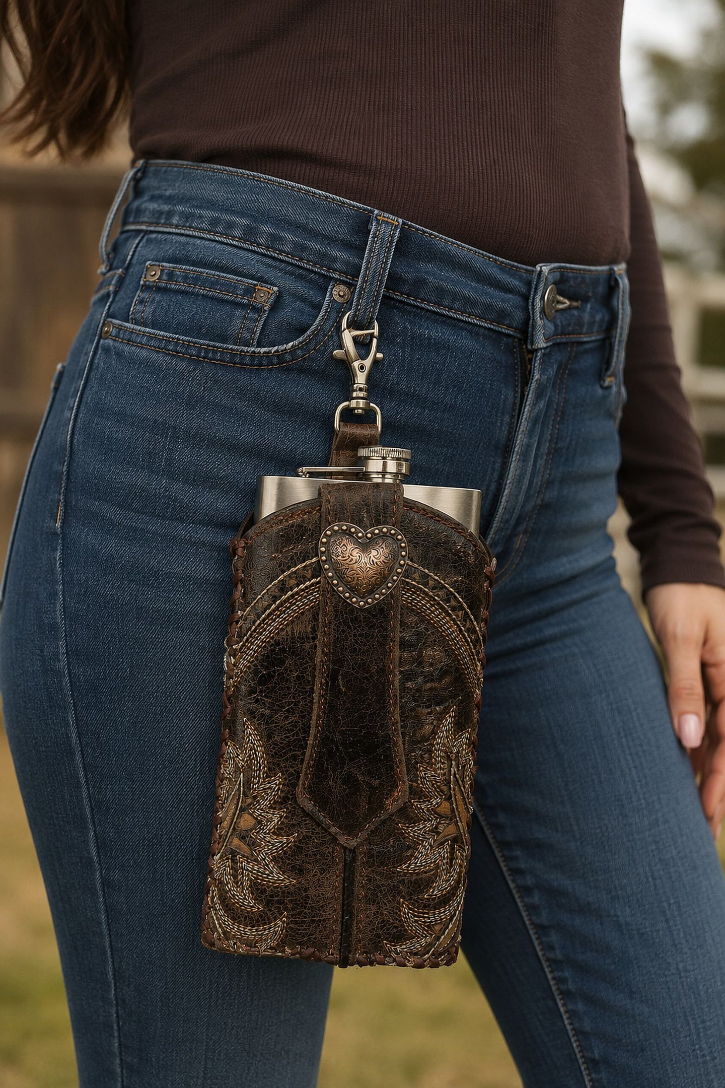 12oz Cowboy Boot Flask FL10