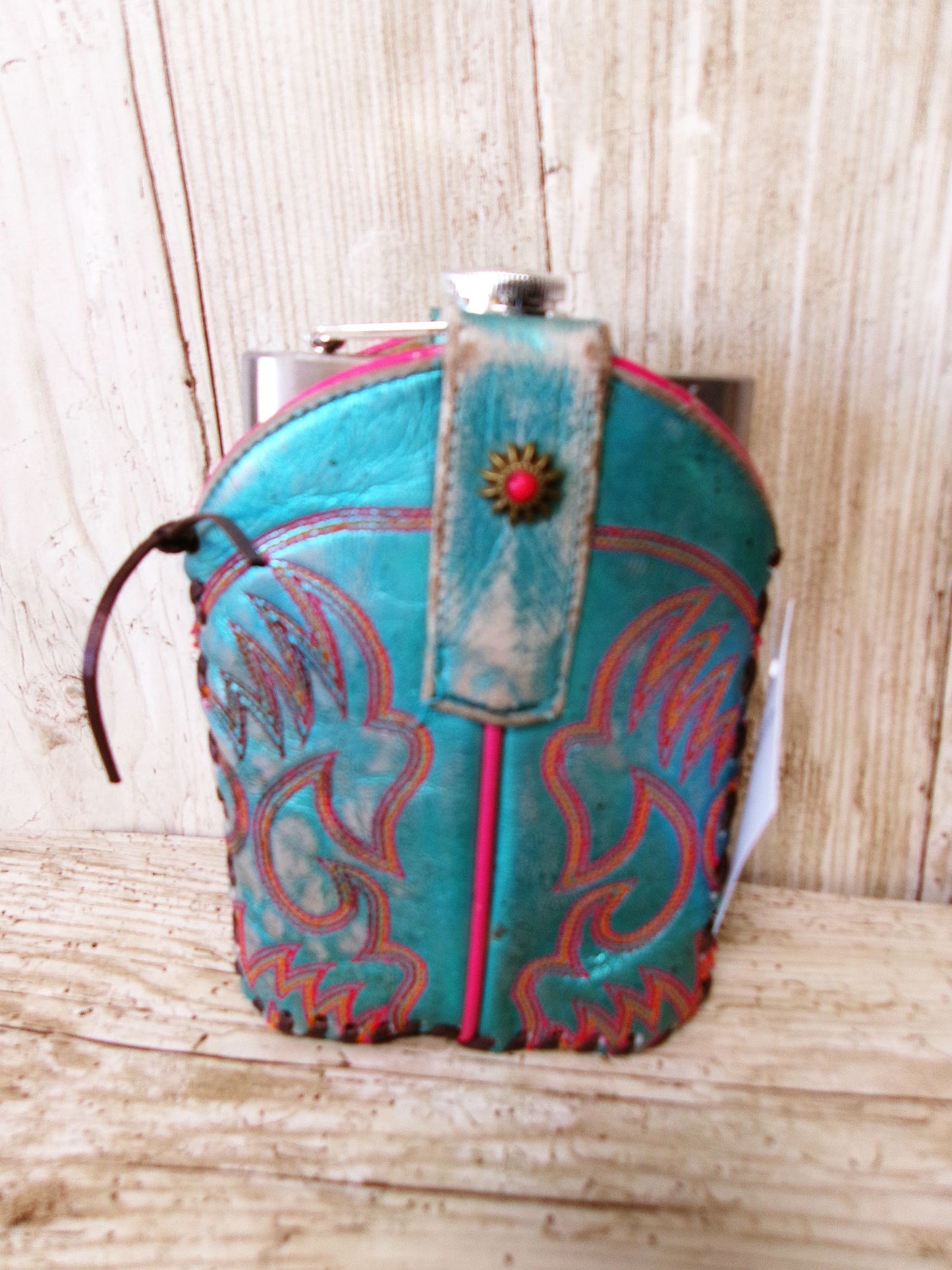 8oz Cowboy Boot Flask FL30 handcrafted from cowboy boots. Shop  at ChrisThompsonBags.com and buy the best ["Bottle","flask"] at Chris Thompson Bags.