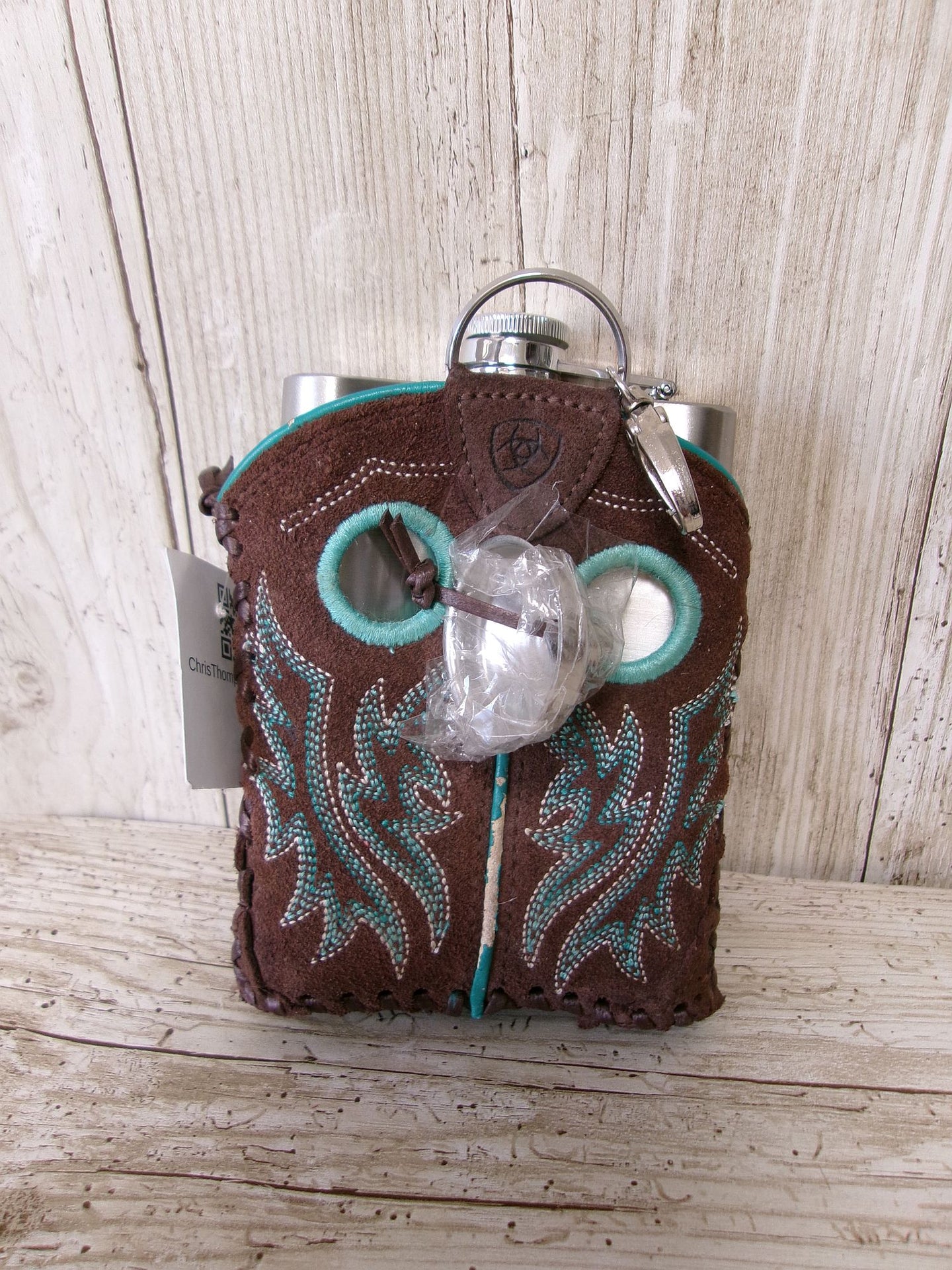 8oz Cowboy Boot Flask FL33 handcrafted from cowboy boots. Shop  at ChrisThompsonBags.com and buy the best ["Bottle","flask"] at Chris Thompson Bags.