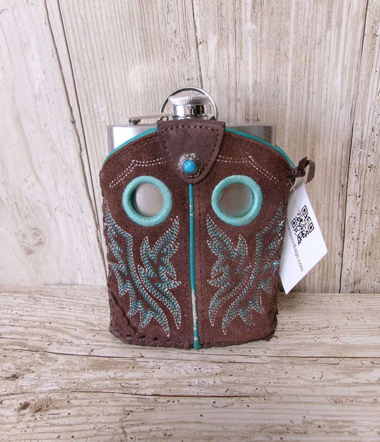 8oz Cowboy Boot Flask FL33 handcrafted from cowboy boots. Shop  at ChrisThompsonBags.com and buy the best ["Bottle","flask"] at Chris Thompson Bags.