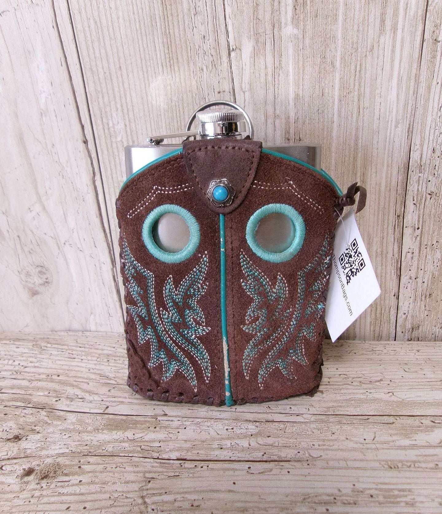 8oz Cowboy Boot Flask FL33 handcrafted from cowboy boots. Shop  at ChrisThompsonBags.com and buy the best ["Bottle","flask"] at Chris Thompson Bags.