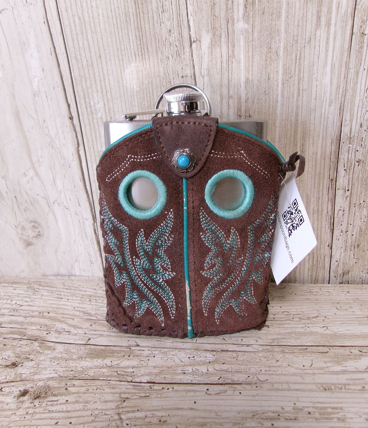 8oz Cowboy Boot Flask FL33 handcrafted from cowboy boots. Shop  at ChrisThompsonBags.com and buy the best ["Bottle","flask"] at Chris Thompson Bags.