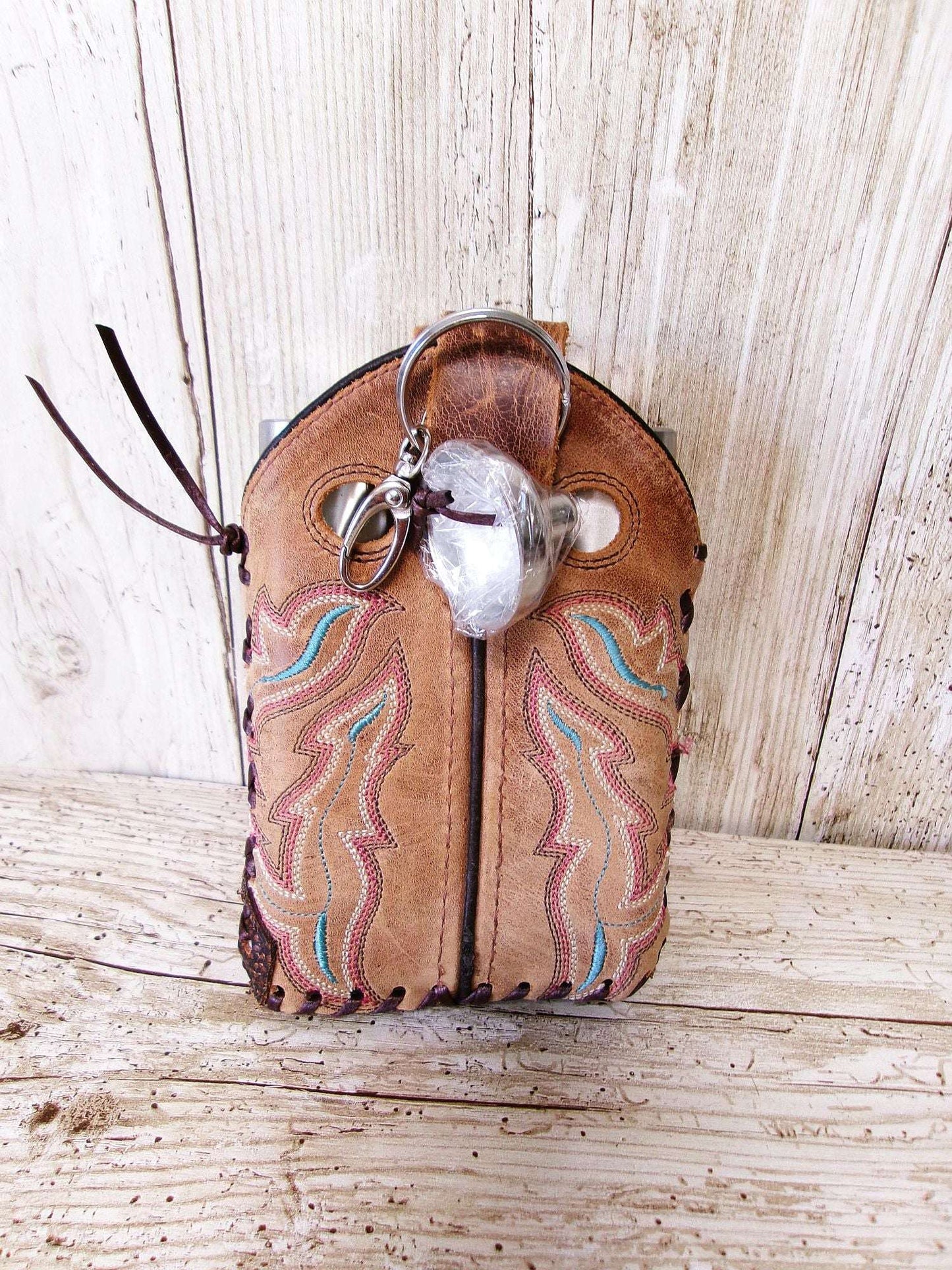 8oz Cowboy Boot Flask FL34 handcrafted from cowboy boots. Shop  at ChrisThompsonBags.com and buy the best ["Bottle","flask"] at Chris Thompson Bags.