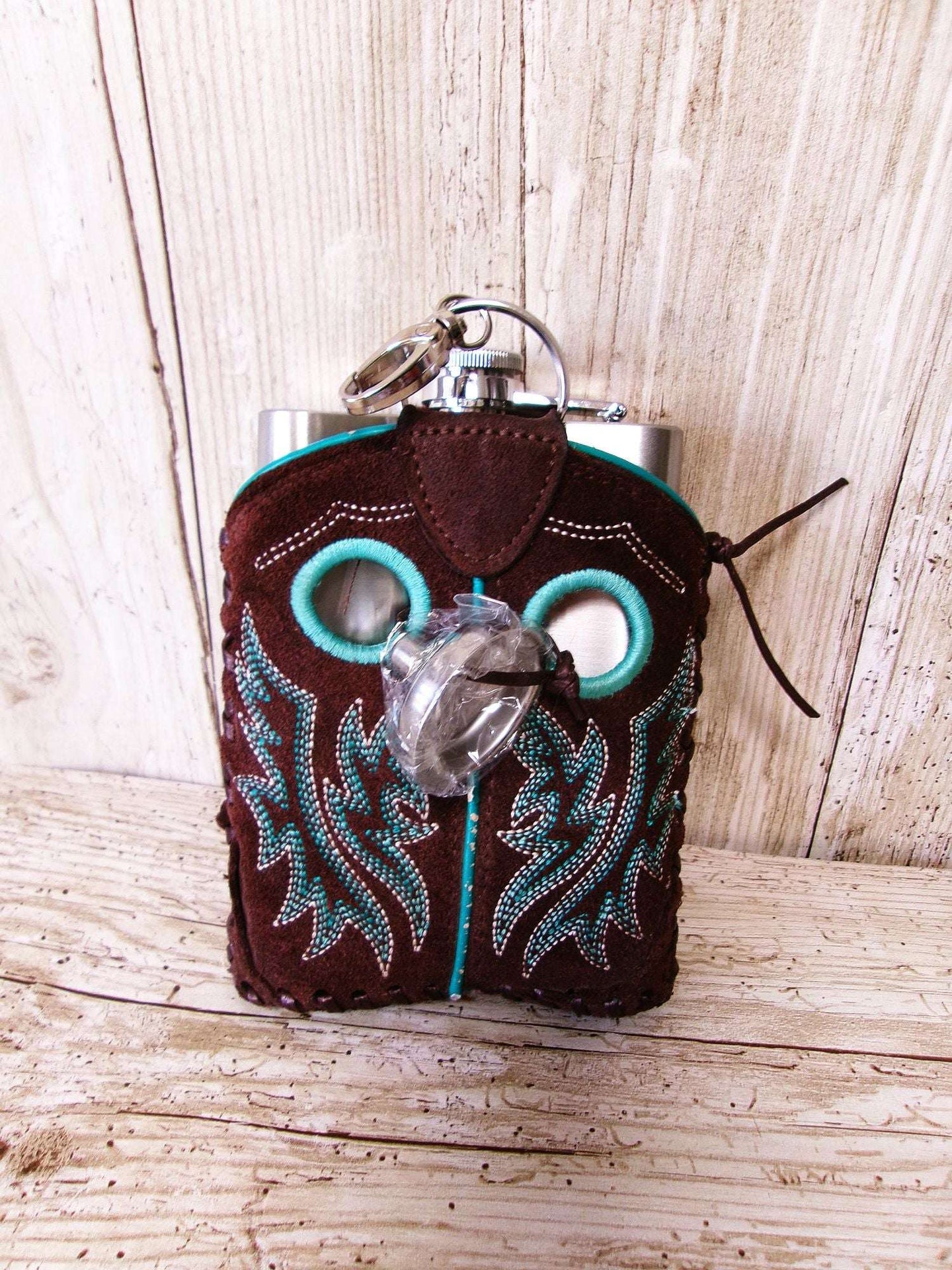 8oz Cowboy Boot Flask FL37 handcrafted from cowboy boots. Shop  at ChrisThompsonBags.com and buy the best ["Bottle","flask"] at Chris Thompson Bags.