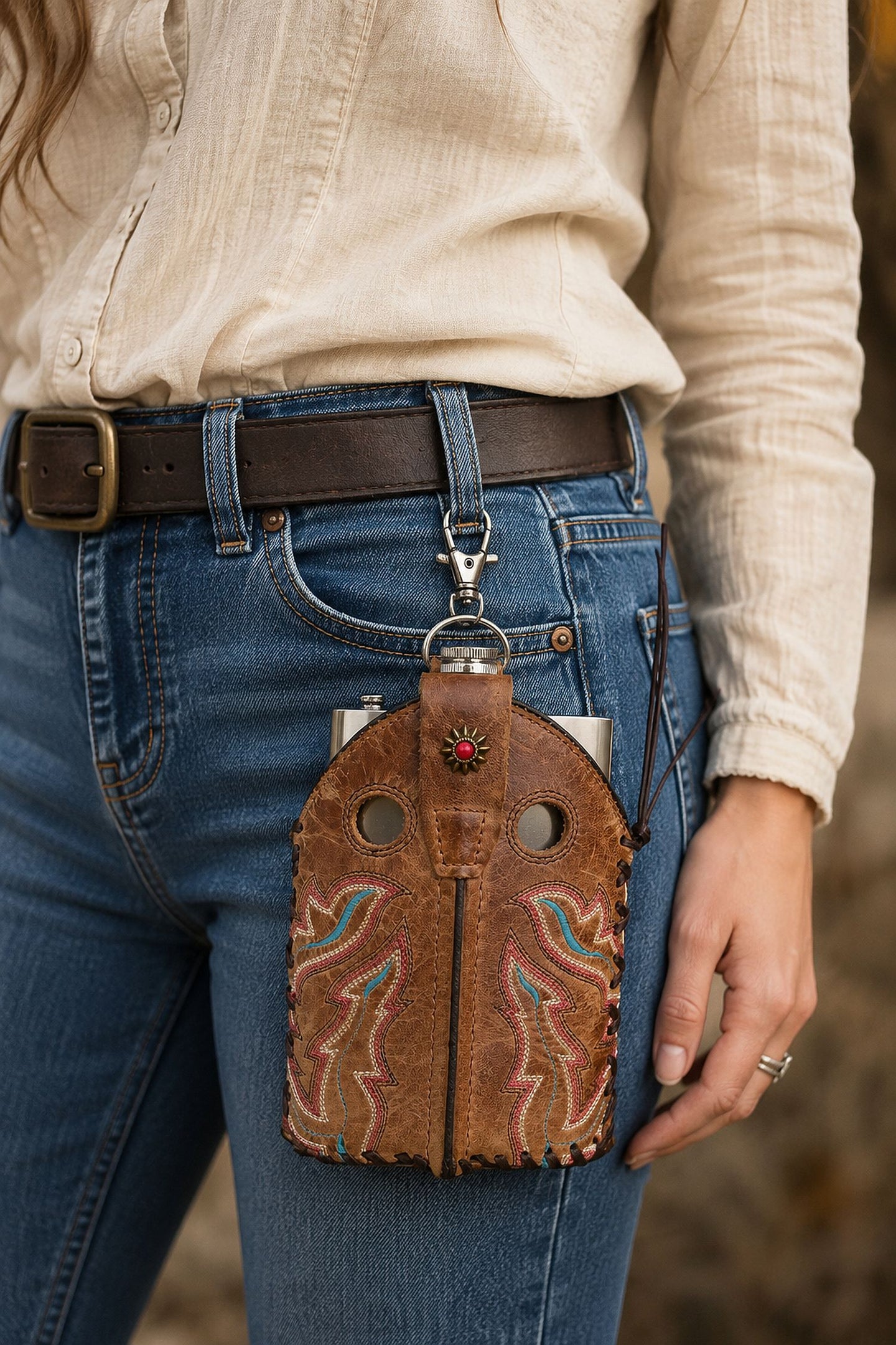 8oz Cowboy Boot Flask FL38