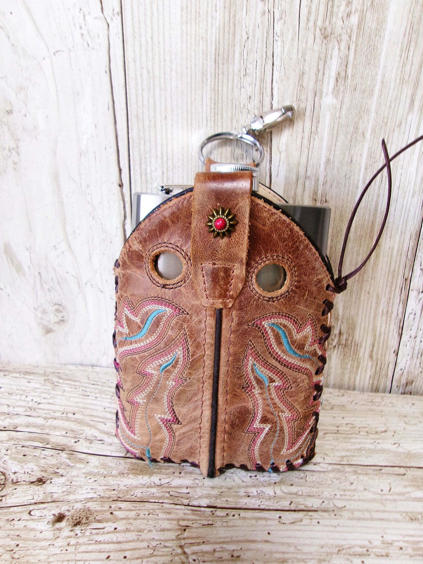 8oz Cowboy Boot Flask FL38 handcrafted from cowboy boots. Shop  at ChrisThompsonBags.com and buy the best ["Bottle","flask"] at Chris Thompson Bags.